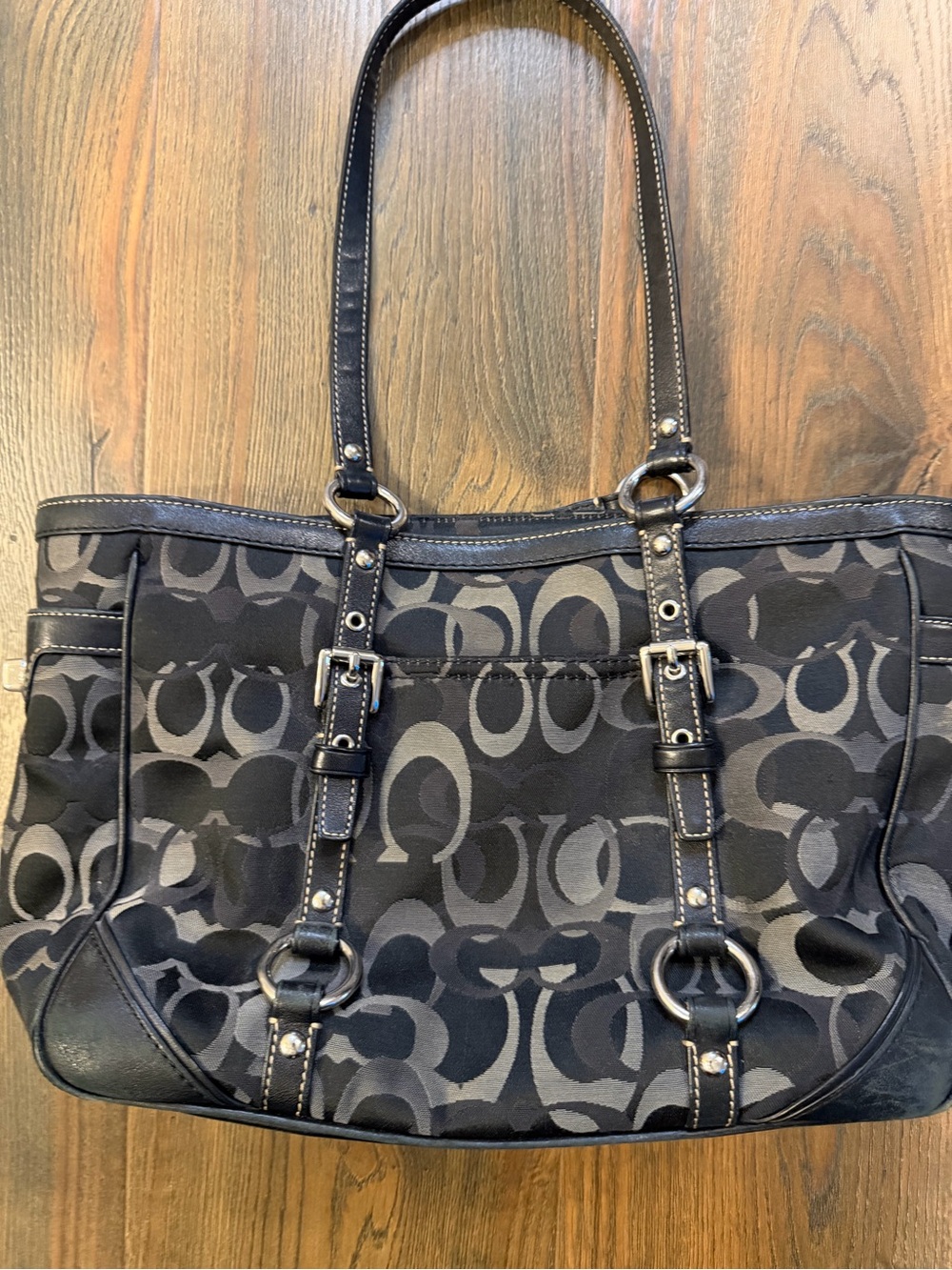 Authentic Coach Signature C Black Jacquard Gallery Tote- Vintage 2010 F15669